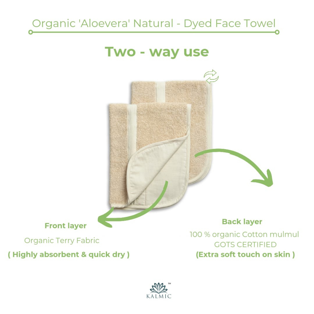 Kalmic Organic Face Towel - Ivory (Set of 2)