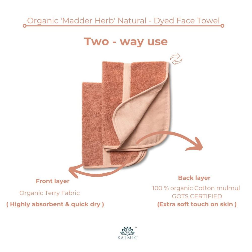 Kalmic Organic Face Towel - Pink (Set of 2)