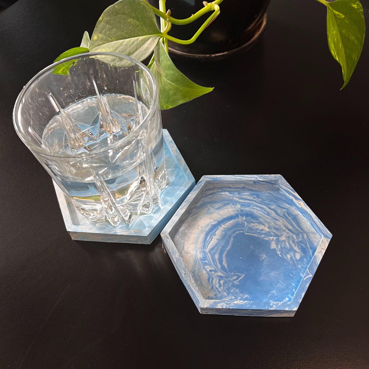 Eco-Resin Marble Coaster (Set of 2) - Hexagon