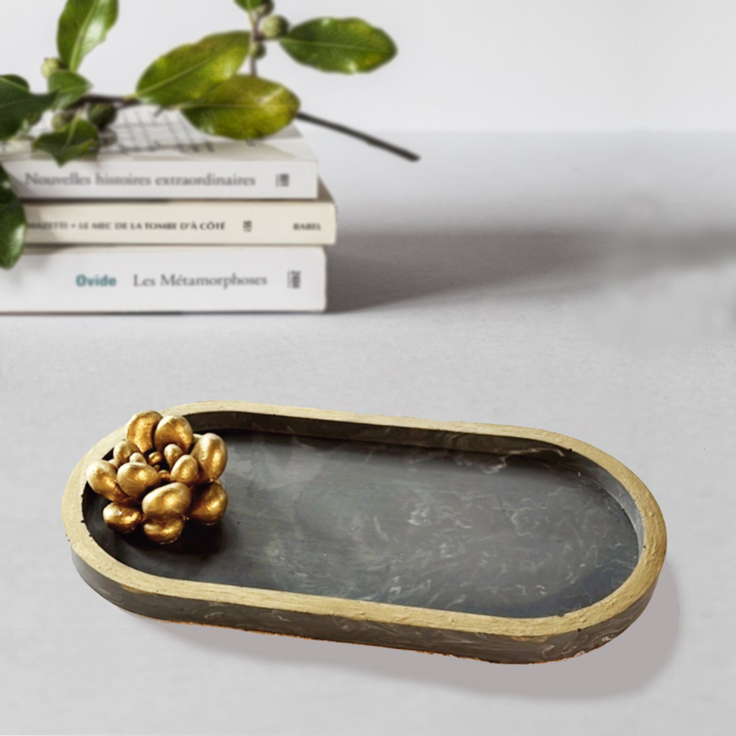 Eco-Resin Trinket and Candle Tray Organiser - Black