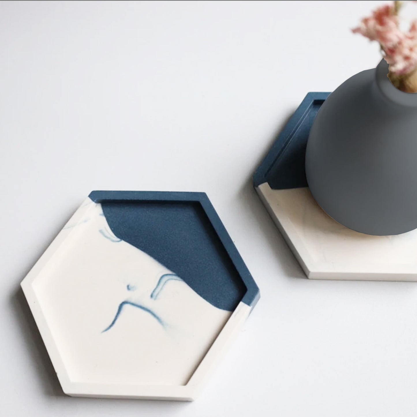 Eco-Resin Marble Coaster (Set of 2) - Hexagon