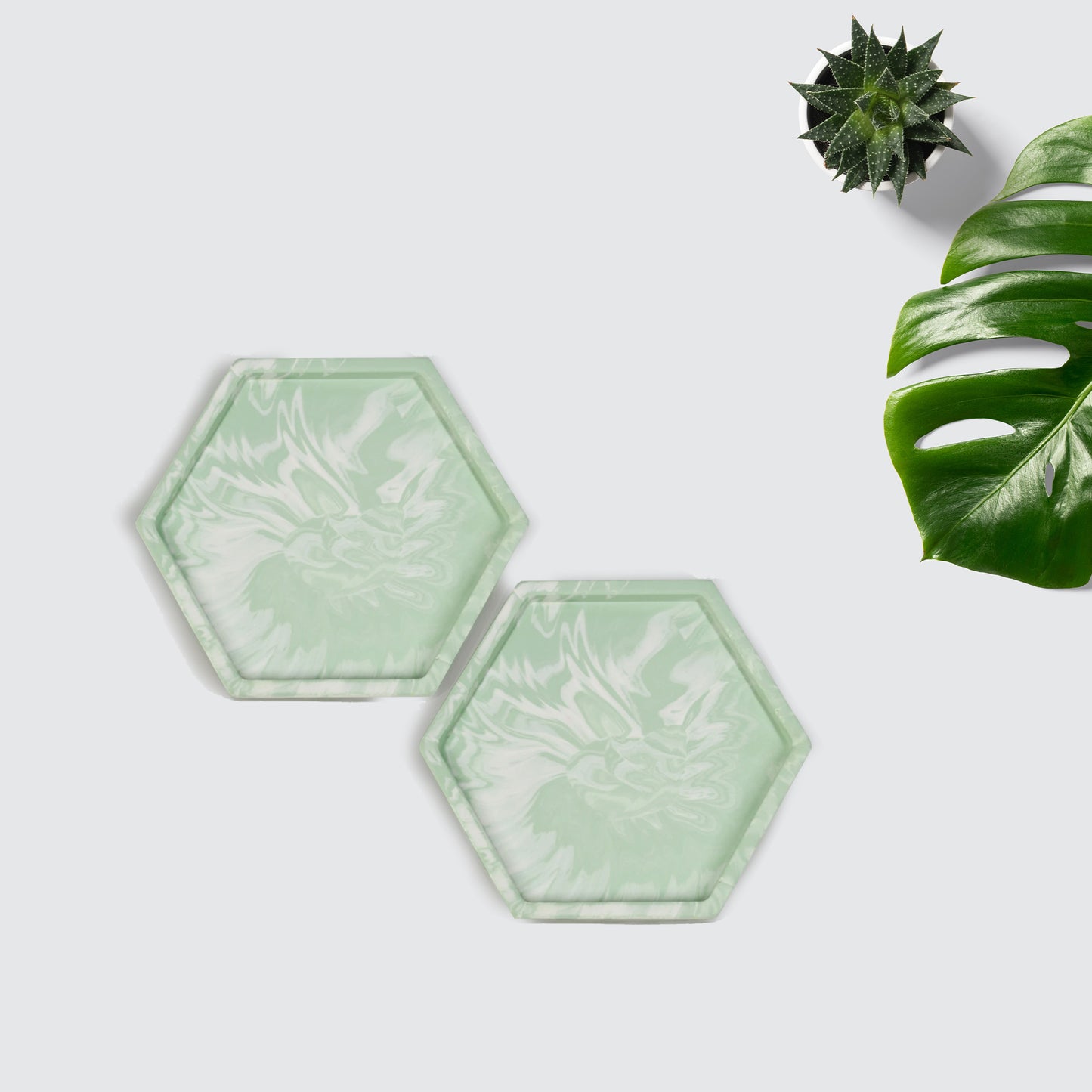 Eco-Resin Marble Coaster (Set of 2) - Hexagon