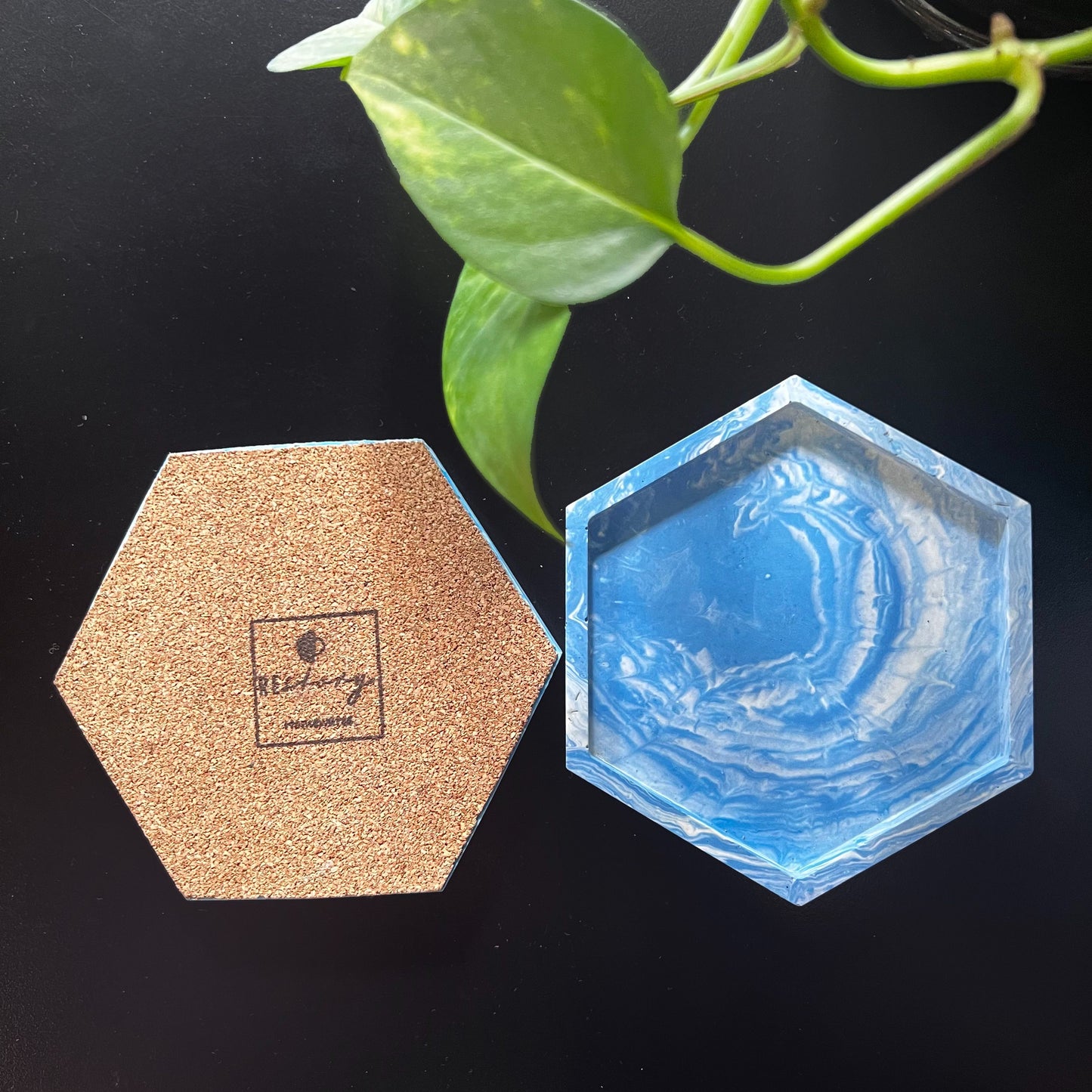 Eco-Resin Marble Coaster (Set of 2) - Hexagon