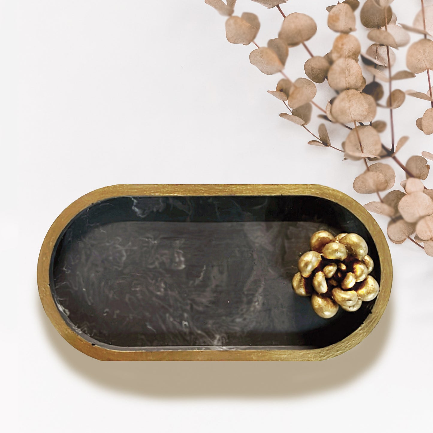 Eco-Resin Trinket and Candle Tray Organiser - Black