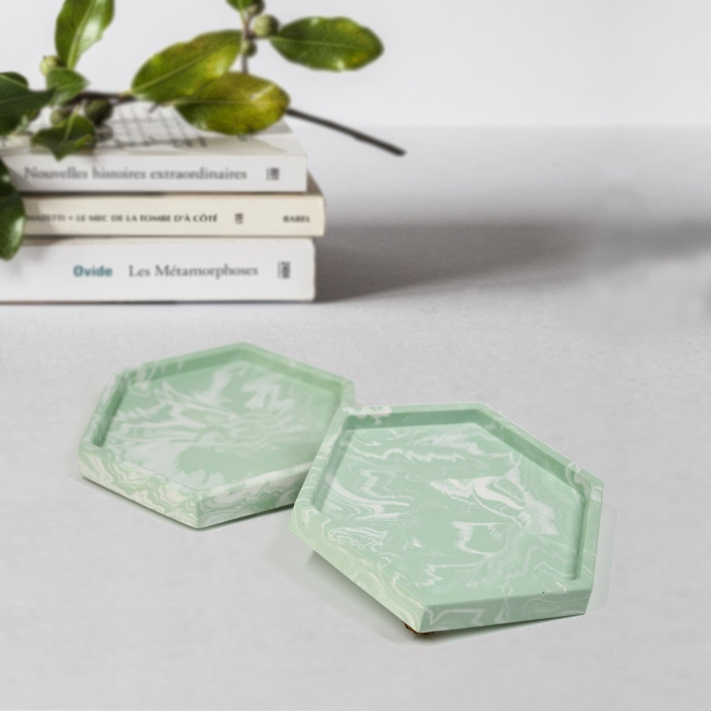 Eco-Resin Marble Coaster (Set of 2) - Hexagon