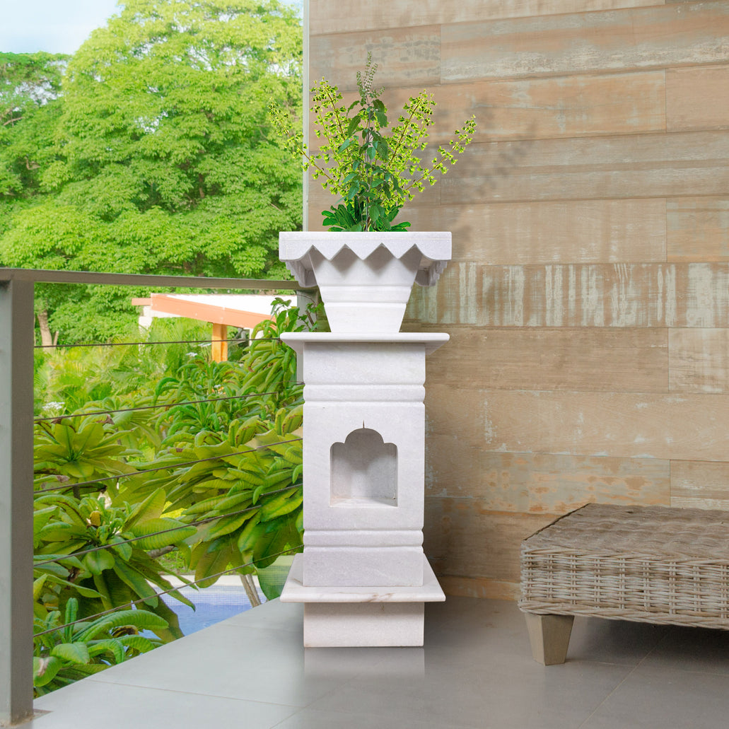 Marble Tulsi Pot