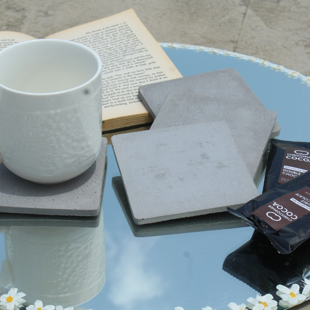 
                  
                    Concrete Square Coasters with stand (Set of 4)
                  
                