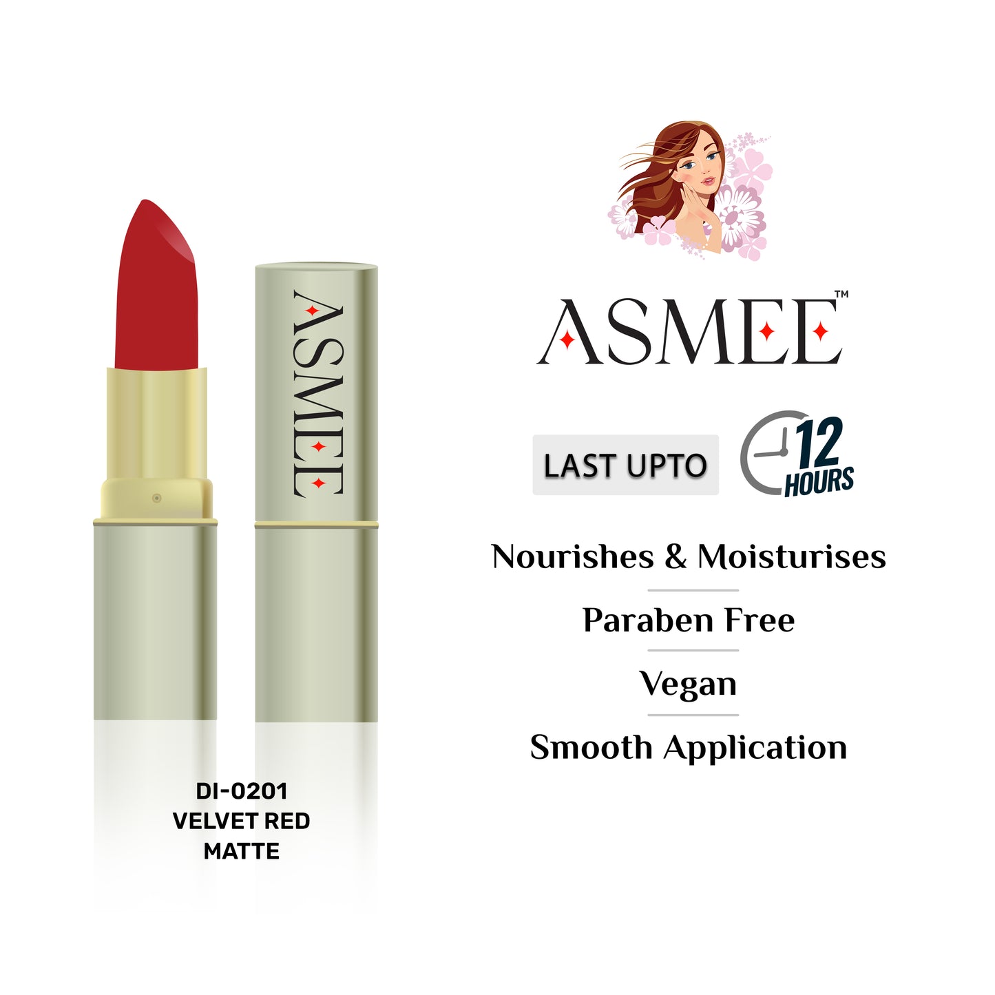 
                  
                    Velvet Red-Asmee Matte Lipstick (4.2g)
                  
                