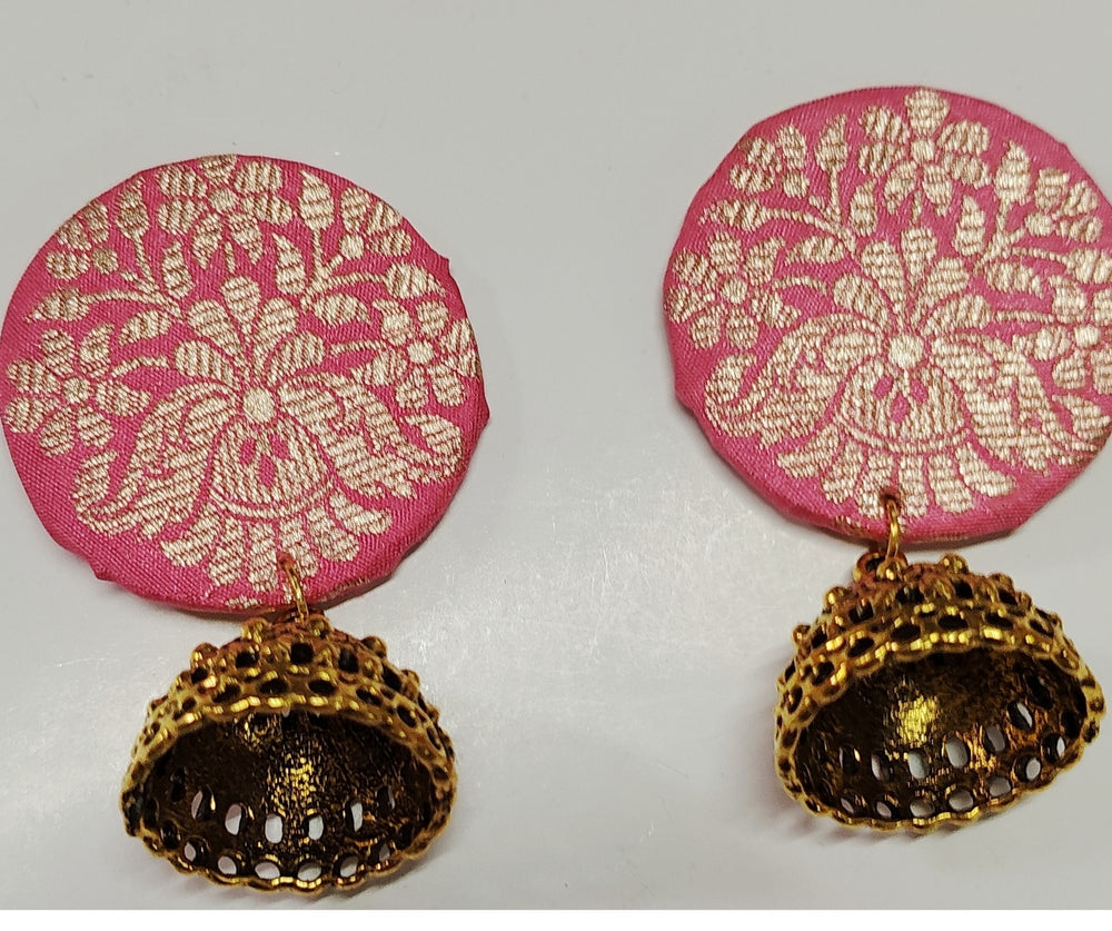 Stylish handcrafted pure silk fabric ear ring