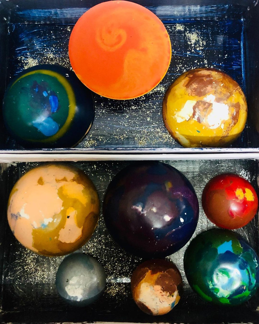 Handmade Non Toxic Planet Shaped Crayons Set of 9