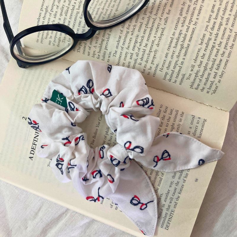 Rose Printed Bamboo Scrunchies for Women (Set of 2)