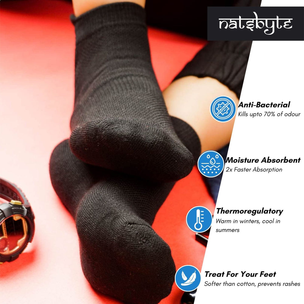 Natsbyte Bamboo Fiber Unisex Ankle Socks (Odour Free) - Black