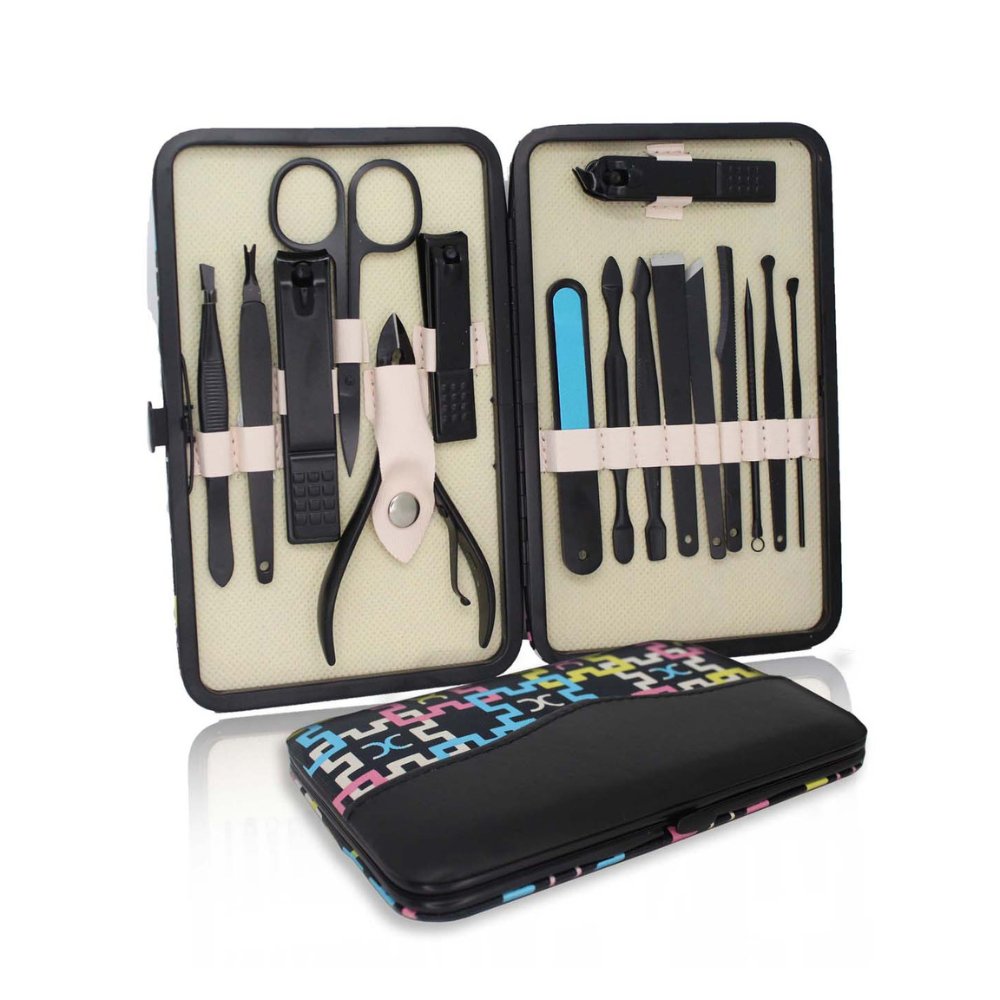 
                  
                    16-in-1 Black Stainless Steel Manicure Pedicure Grooming Kit With Case - Kreate- Mani & Pedi
                  
                