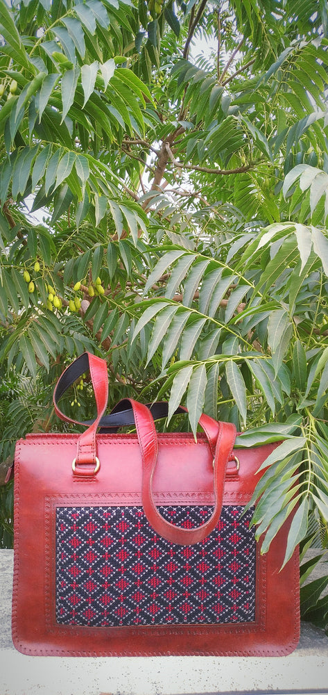 
                  
                    ATELIER - HandCrafted Cruelty Free Leather Designer HandBag with Front Embroidery.
                  
                