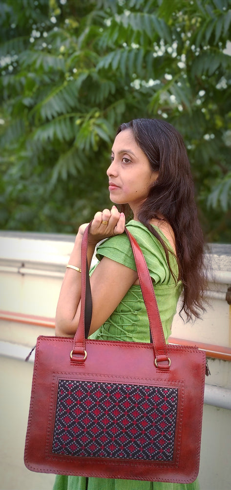 
                  
                    ATELIER - HandCrafted Cruelty Free Leather Designer HandBag with Front Embroidery.
                  
                