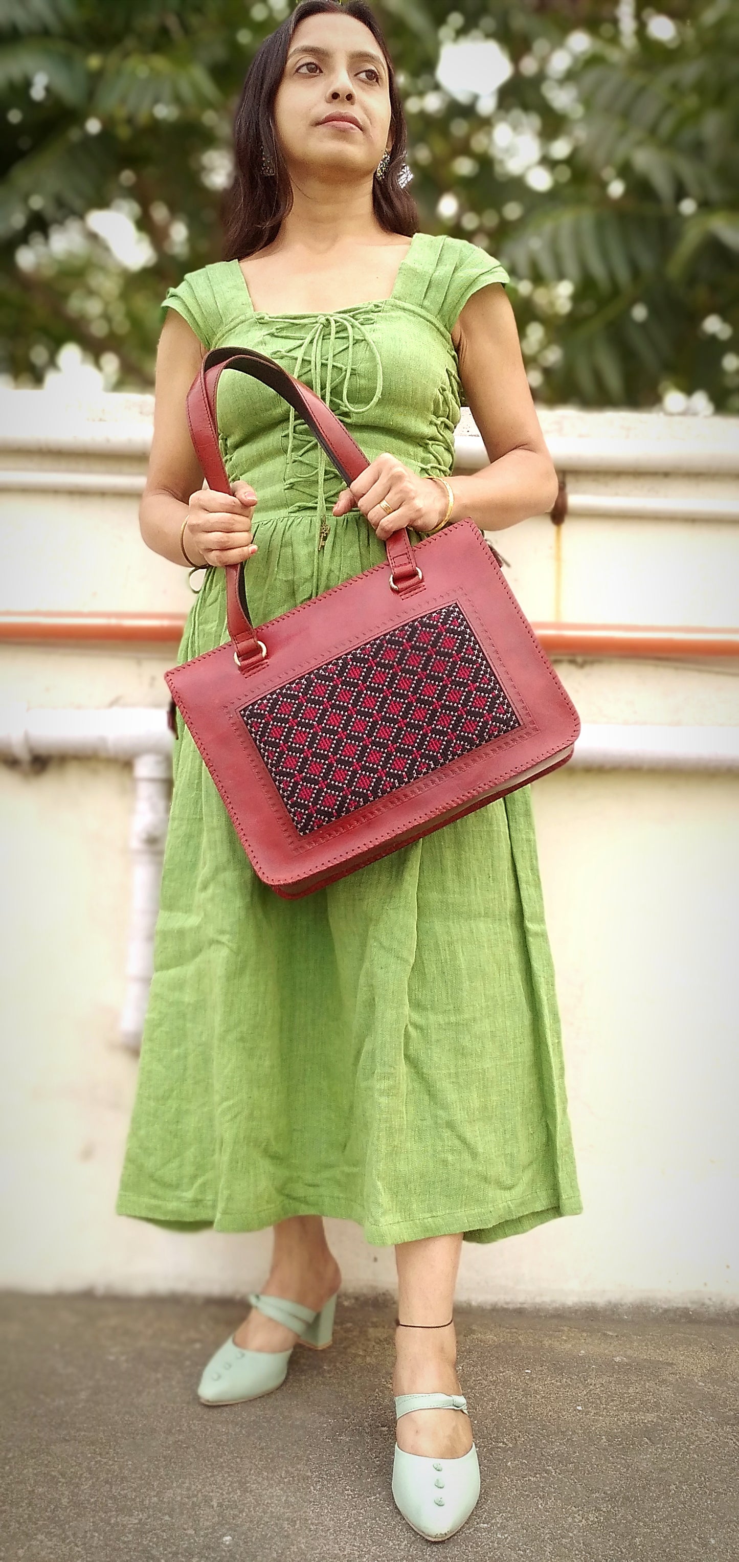 
                  
                    ATELIER - HandCrafted Cruelty Free Leather Designer HandBag with Front Embroidery.
                  
                