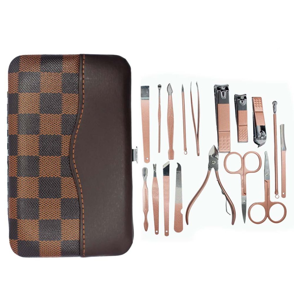 18-in-1 Rose Gold Stainless Steel Manicure Pedicure Grooming Kit With Case - Kreate- Mani & Pedi