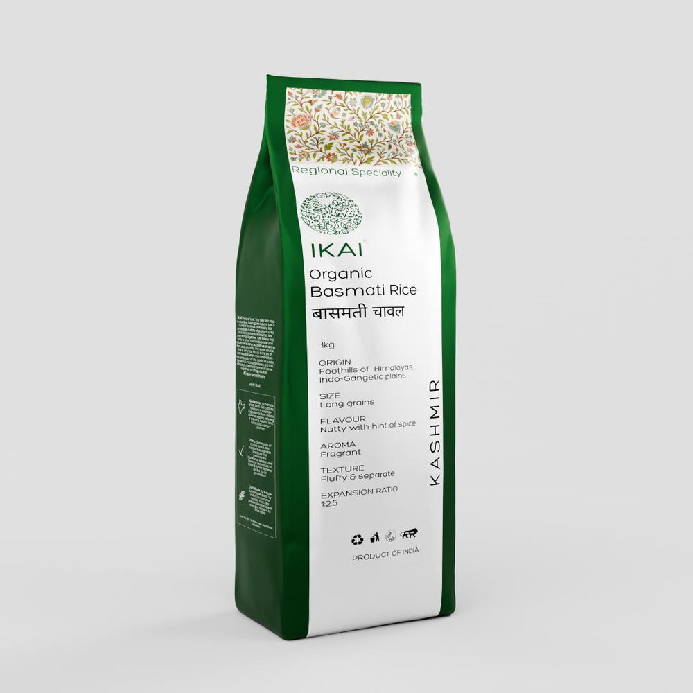 
                  
                    Organic Basmati Rice | Long Grain | Aromatic | Regional Specialty-Kashmir | 1000g
                  
                