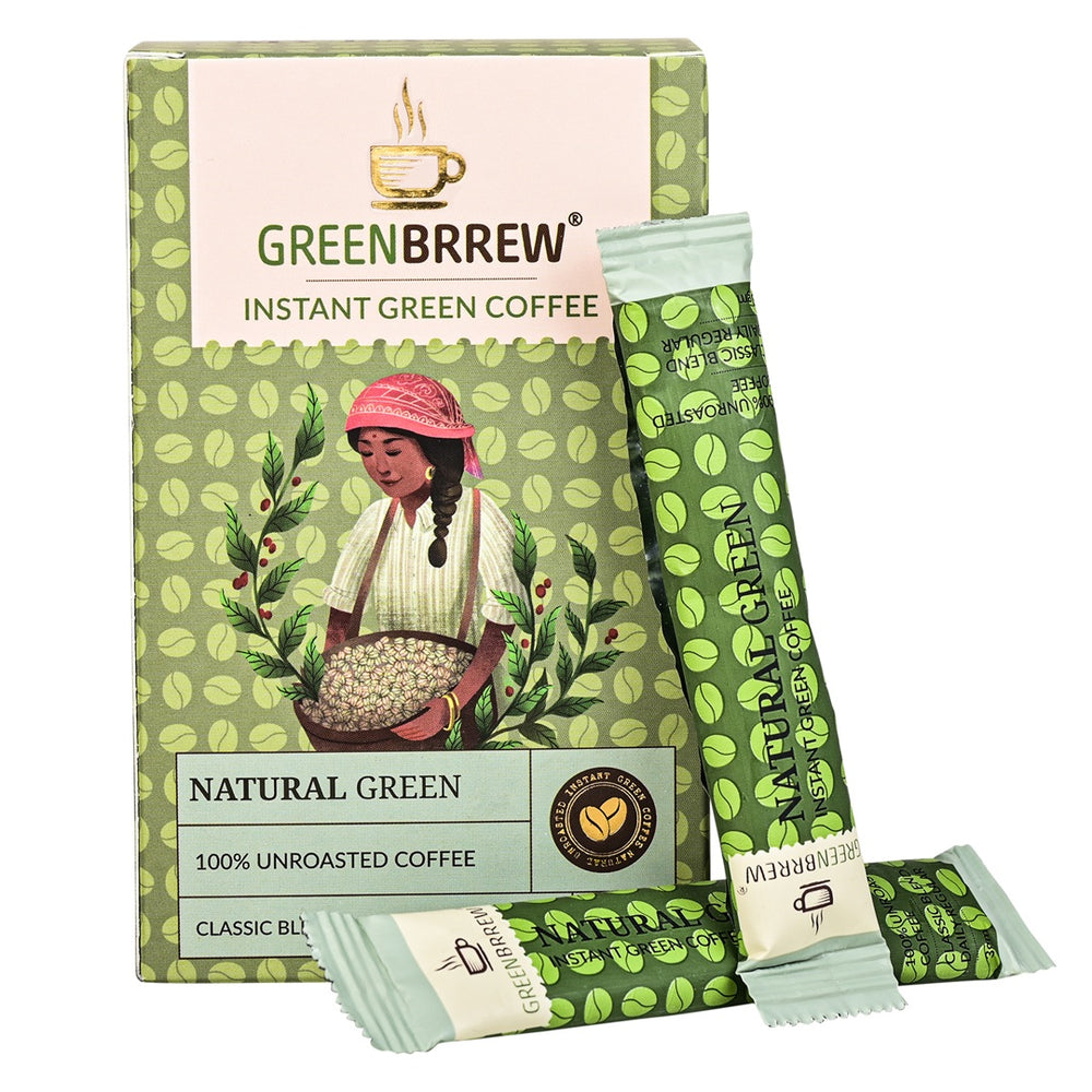 Natural Green | 100% Unroasted Coffee | Classic Blend | Daily Regular | 20 Servings | 60g