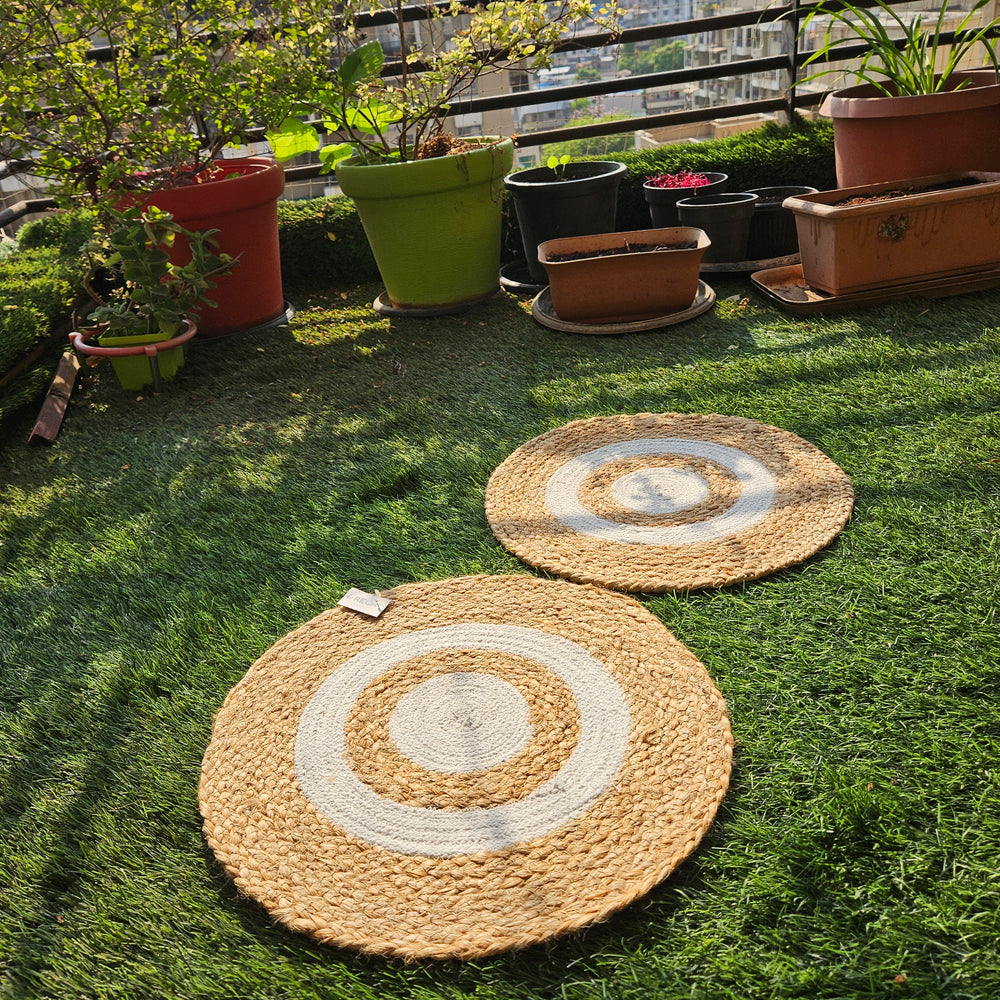 
                  
                    Dining Mat round white and jute- Set of 2 mats
                  
                