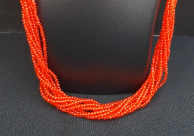 
                  
                    Lovely orange hydrobeads multilayered  neckpiece
                  
                