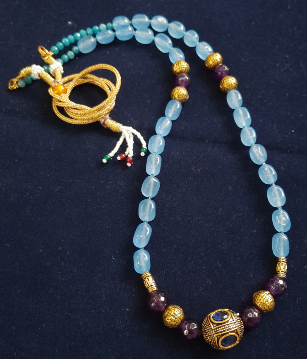 Glittering Aqua blue single layer dul dul agate beads jewellery