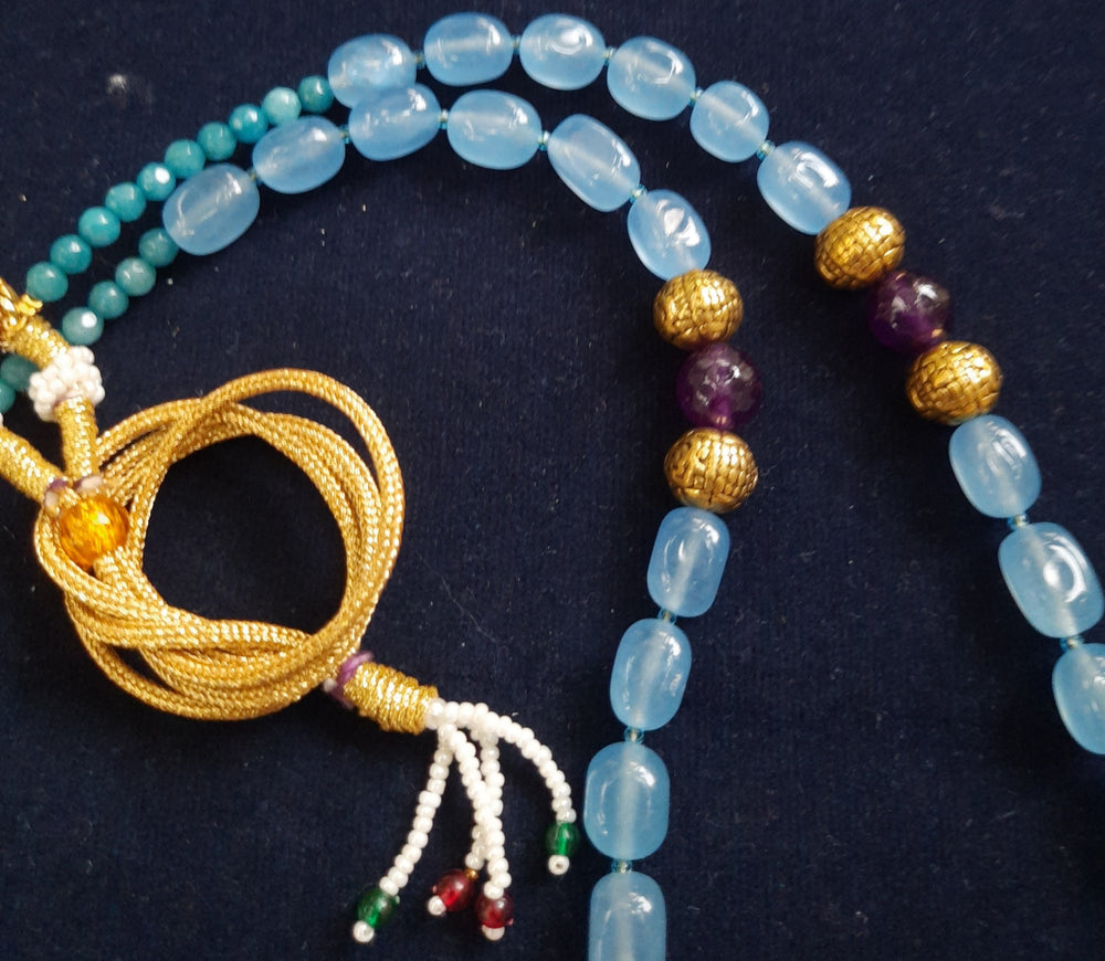 
                  
                    Glittering Aqua blue single layer dul dul agate beads jewellery
                  
                
