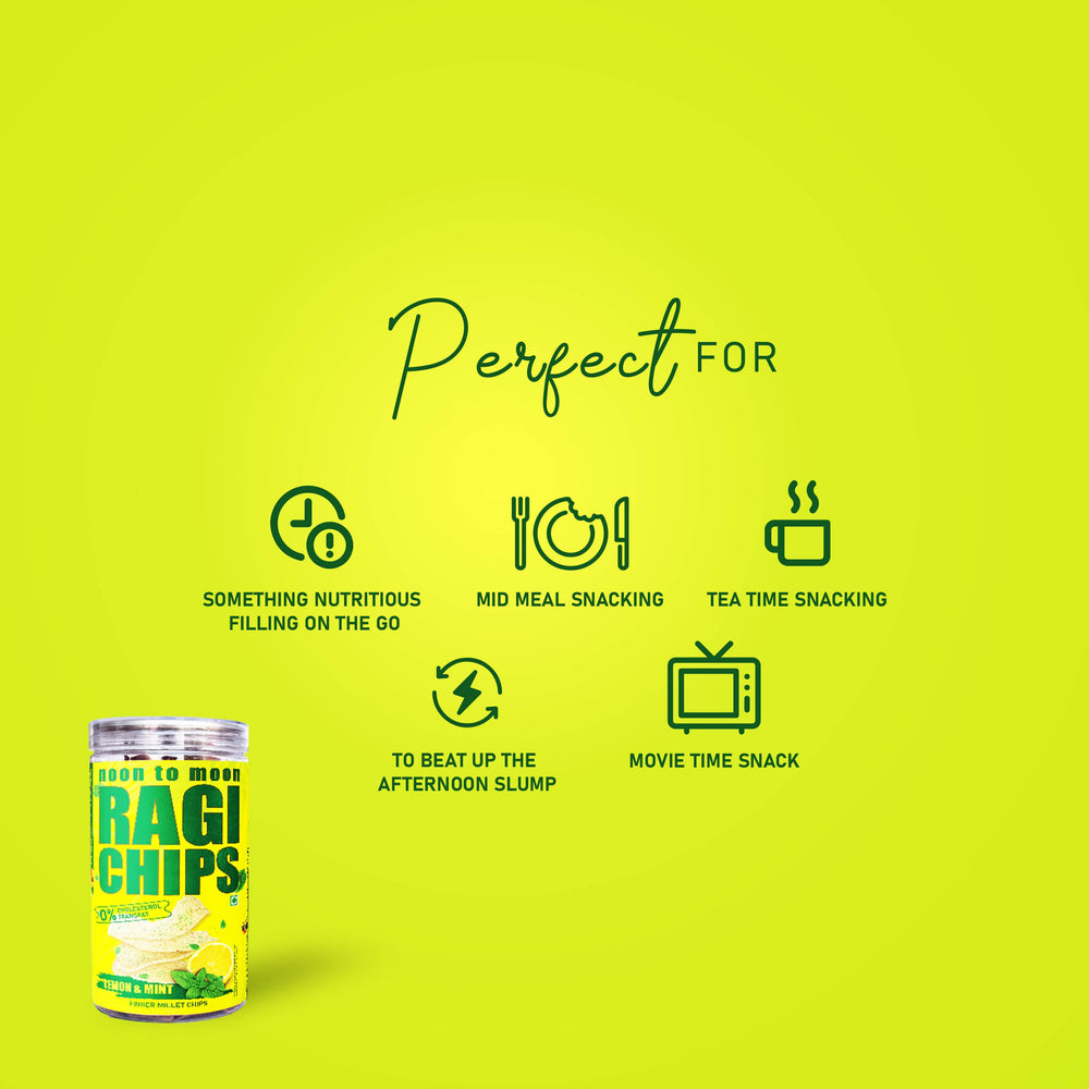 
                  
                    Noon to Moon Ragi Chips-Lemon & Mint (150g)
                  
                