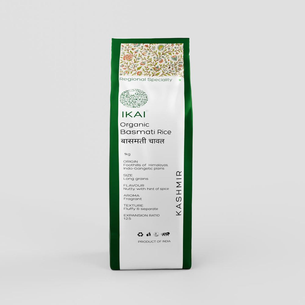 Organic Basmati Rice | Long Grain | Aromatic | Regional Specialty-Kashmir | 1000g