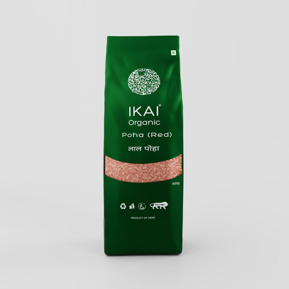 Organic Poha (Red) | Chivda | Chuda | Flattened Red Rice | Gluten Free | 500g