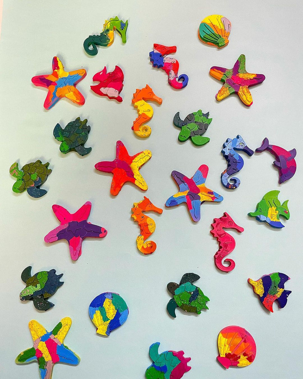 Handmade Non toxic Multicolor Under the Sea Animal Shaped Crayons set of 8