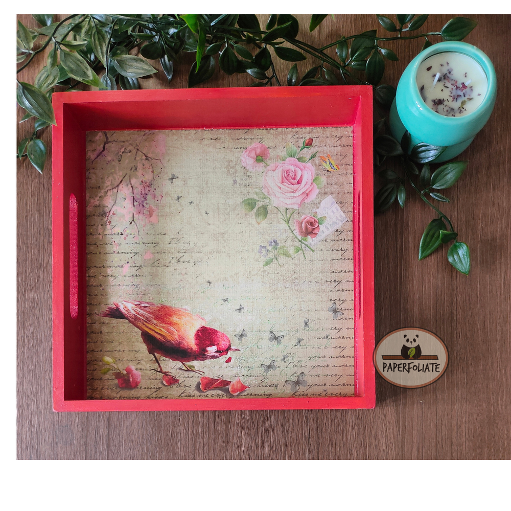 WOODEN TRAY - CHIRPY BIRD DESIGN