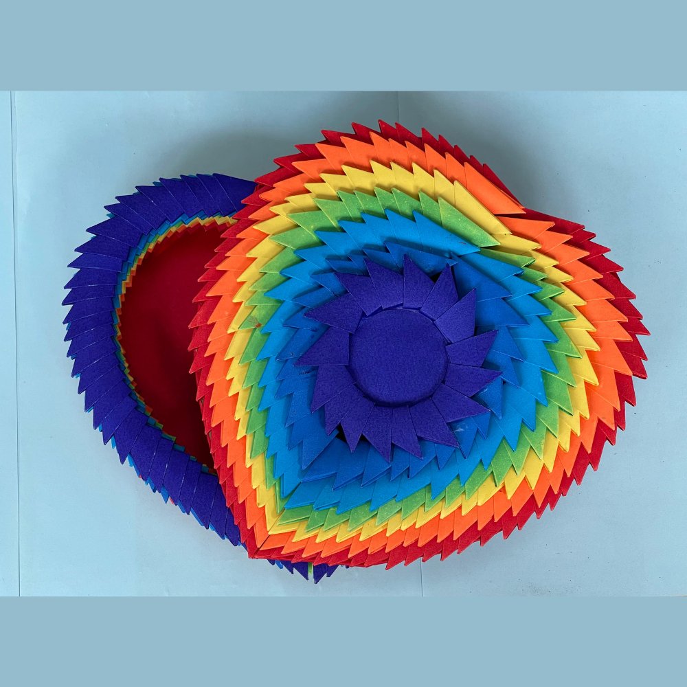 3D Rainbow Origami Heart - Kreate- Table Decor