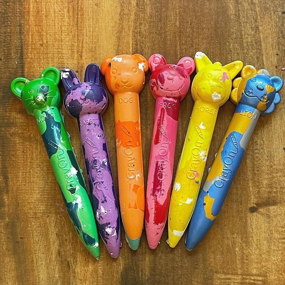 Handmade Non-toxic Animal Stick Shaped Crayons - Multicolor Set of 6