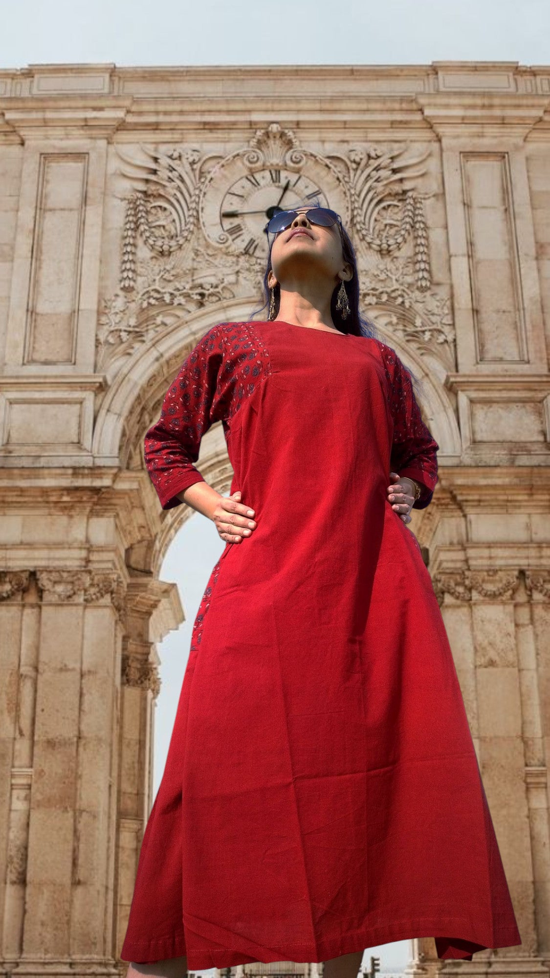 
                  
                    ZENICA - Casual fit, A Line One-Piece Free Flow Dress with Three Quarter Sleeves and Boat Neck
                  
                