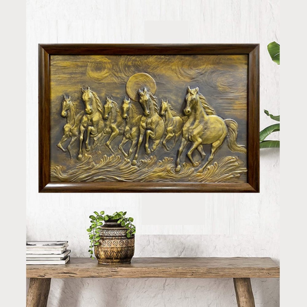 7 Horse 3D Wall Art Relief Mural - Kreate- Wall Decor