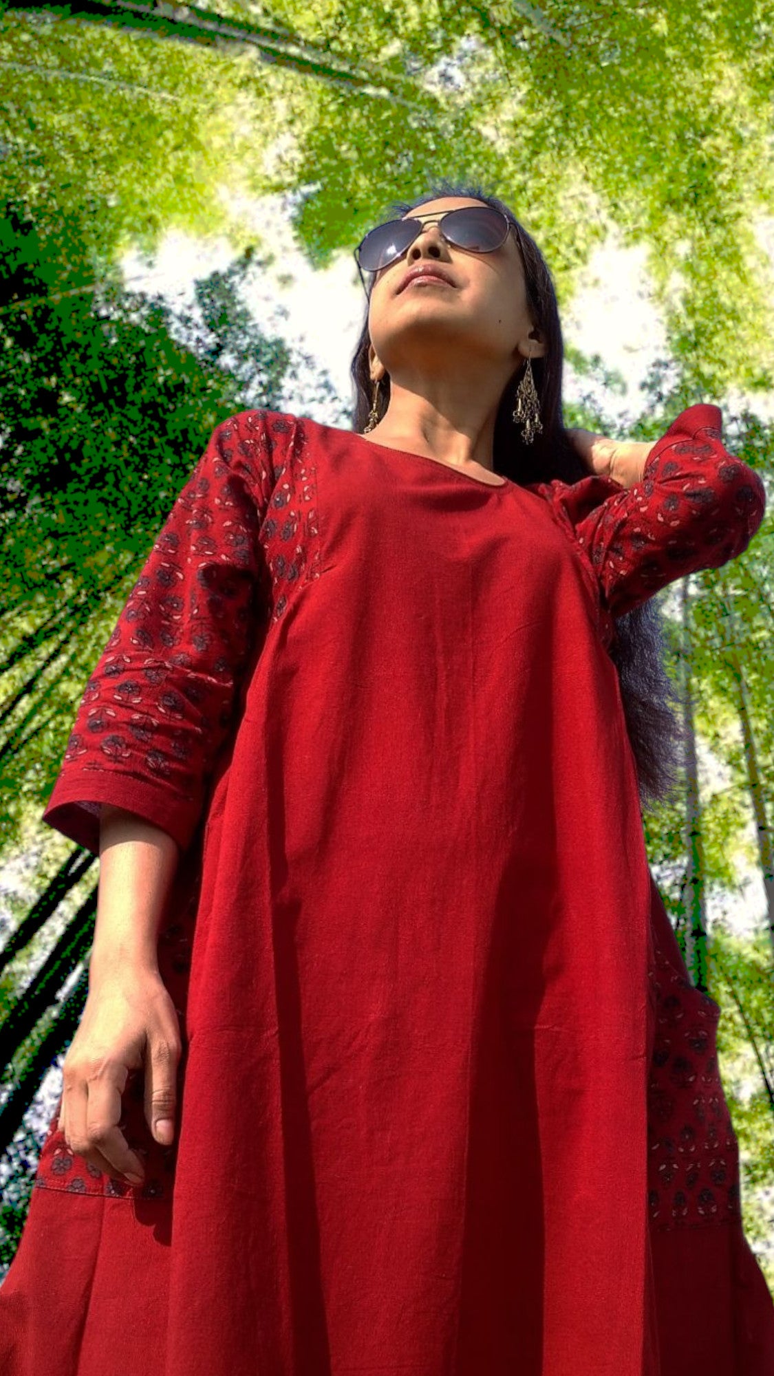 
                  
                    ZENICA - Casual fit, A Line One-Piece Free Flow Dress with Three Quarter Sleeves and Boat Neck
                  
                