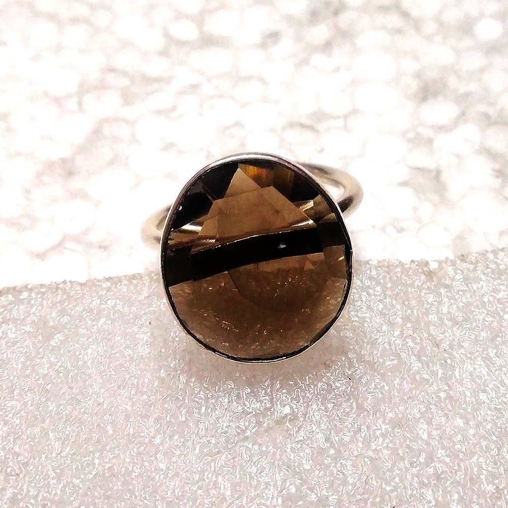 925 Sterling Silver Natural Smoky Quartz Ring - Kreate- Rings