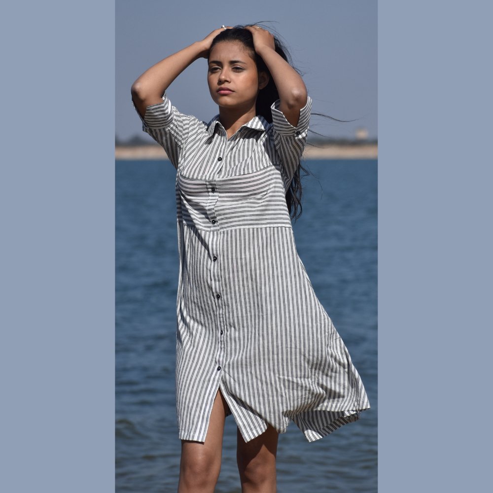 A-line Shirt Collared Dress - Kreate- Dresses & jumpsuits