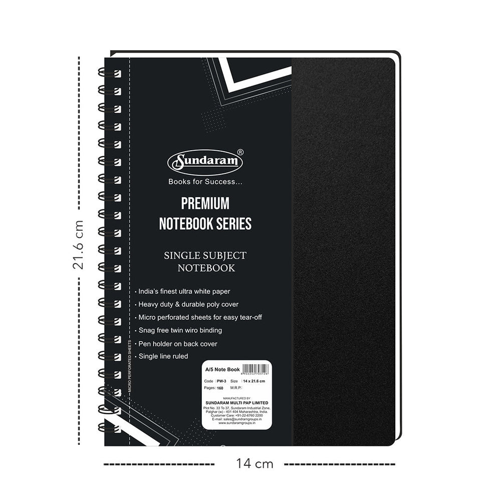 A5 Notebook (PVC Wiro) - 160 Pages - Kreate- Notebooks & Diaries