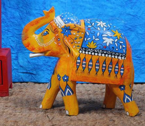 WOODEN ELEPHANT HAND PAINTED