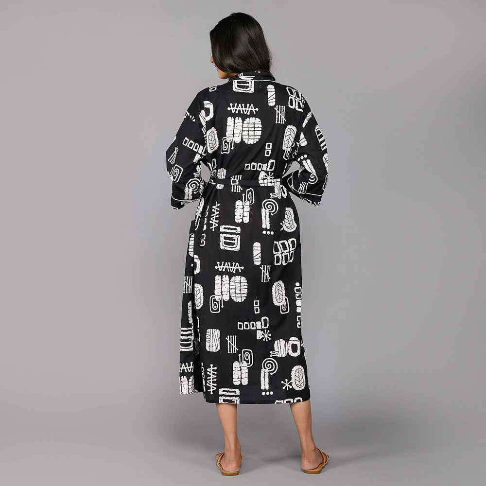 
                  
                    Abstract Pattern Kimono Robe Long Bathrobe For Women (Black)
                  
                
