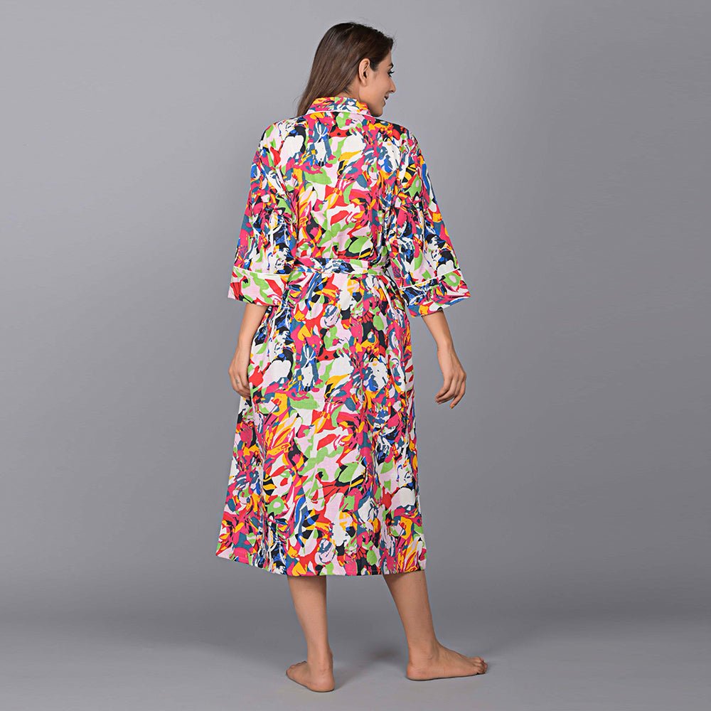 
                  
                    Abstract Pattern Kimono Robe Long Bathrobe For Women (Multi) - Kreate- Women's Wear
                  
                