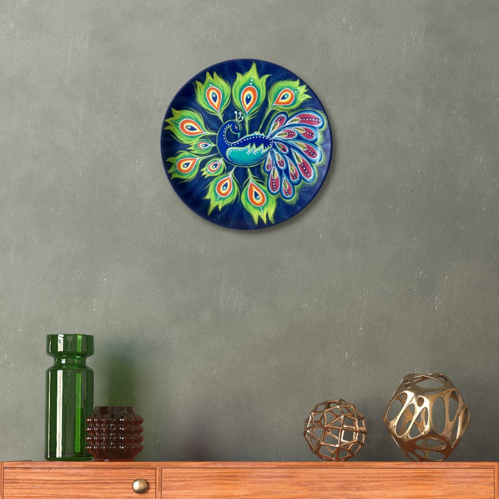 Abstract Peacock Wall Plate - Kreate- Wall Decor