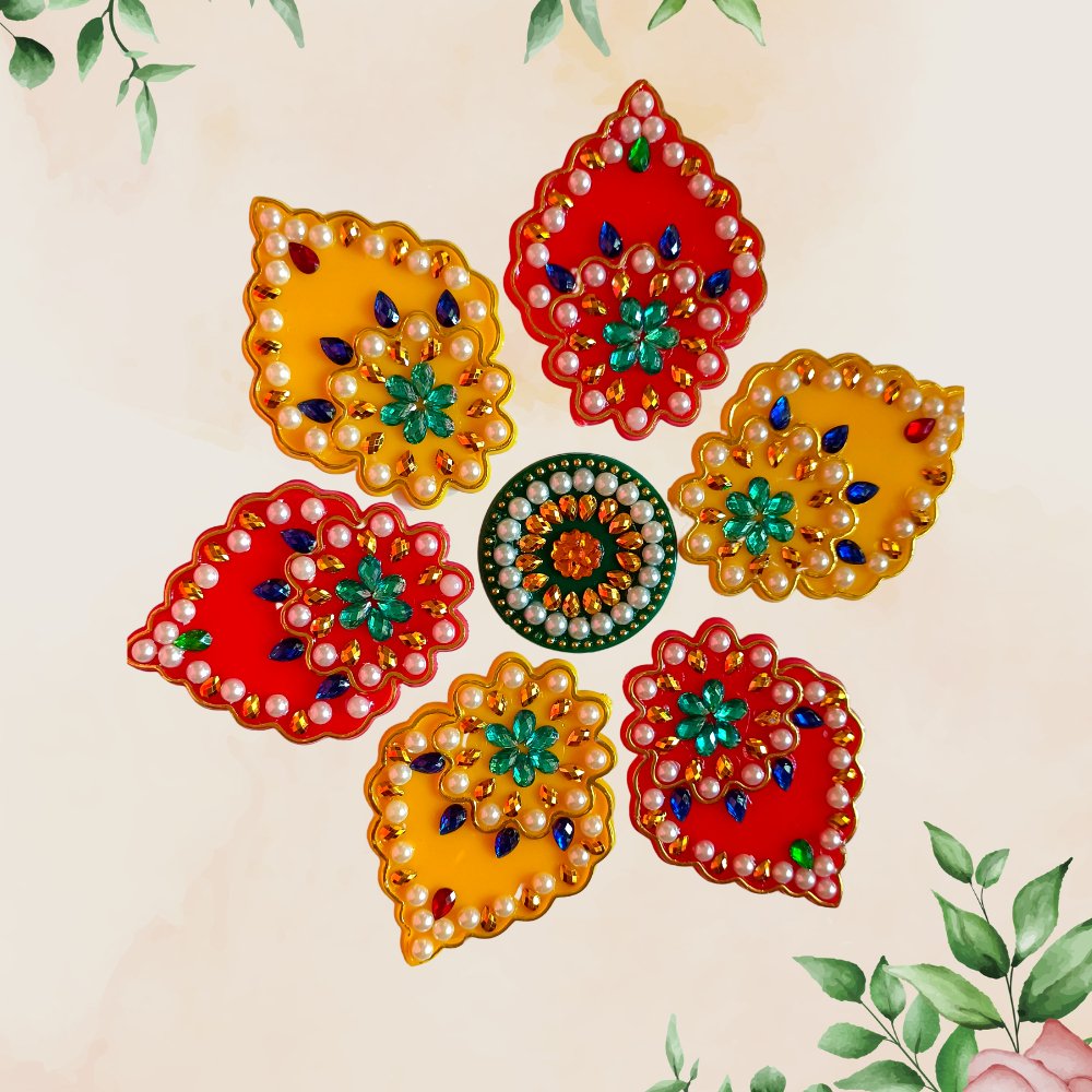 Acrylic Beads Rangoli - Kreate- Pooja Needs