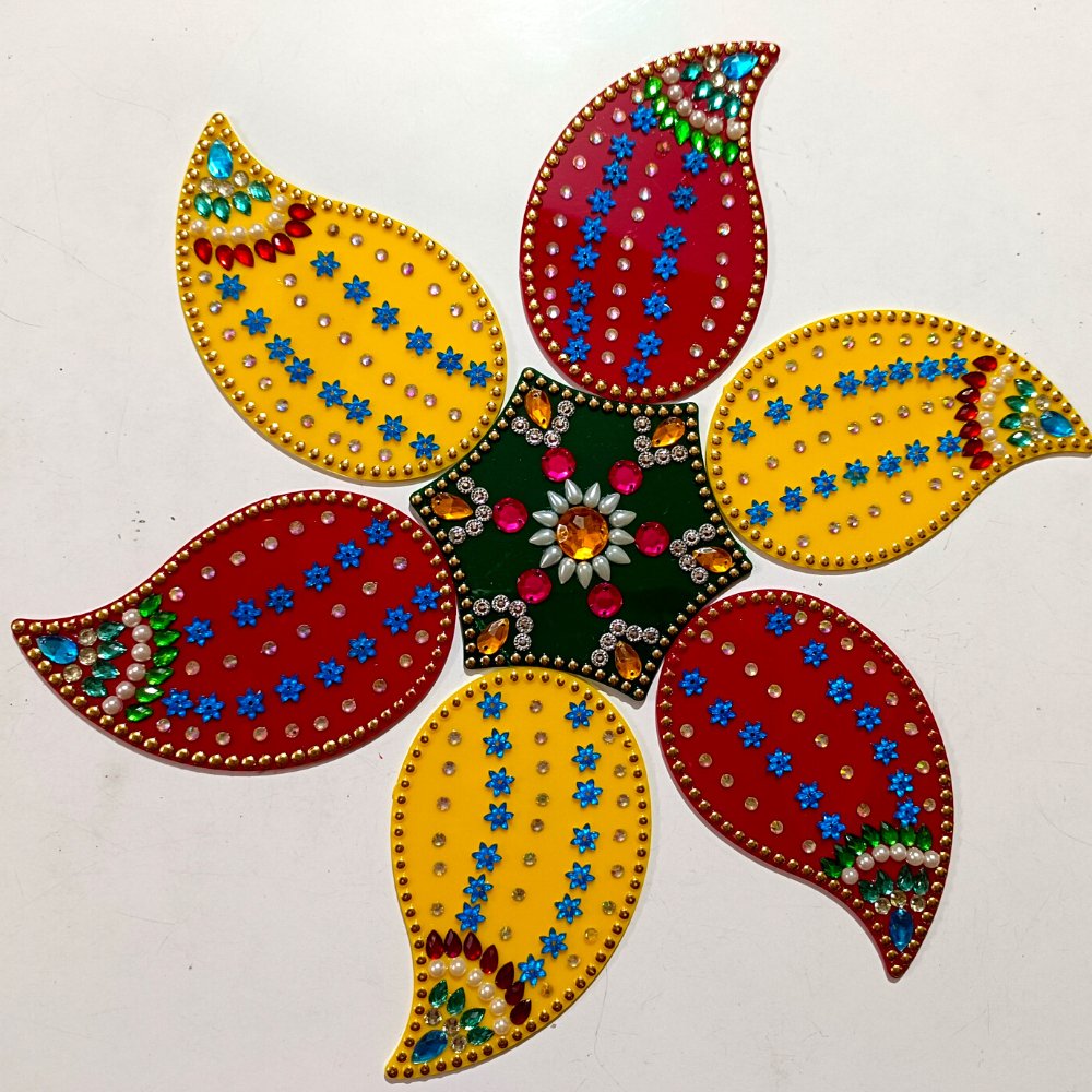 Acrylic Mango Design Rangoli - Kreate- Pooja Needs