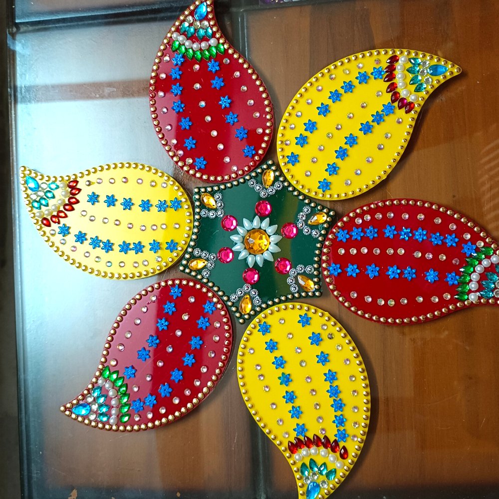 
                  
                    Acrylic Mango Design Rangoli - Kreate- Pooja Needs
                  
                