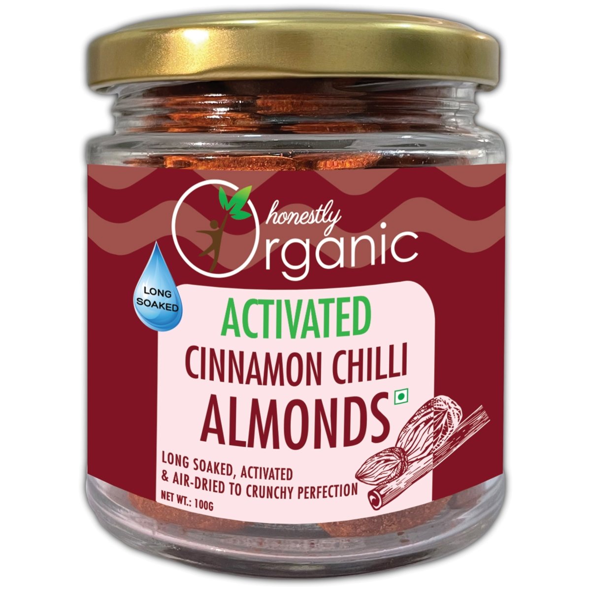 
                  
                    Activated/Sprouted Cinnamon Chilli Almonds (Pack of 2) - Kreate- Munchies
                  
                