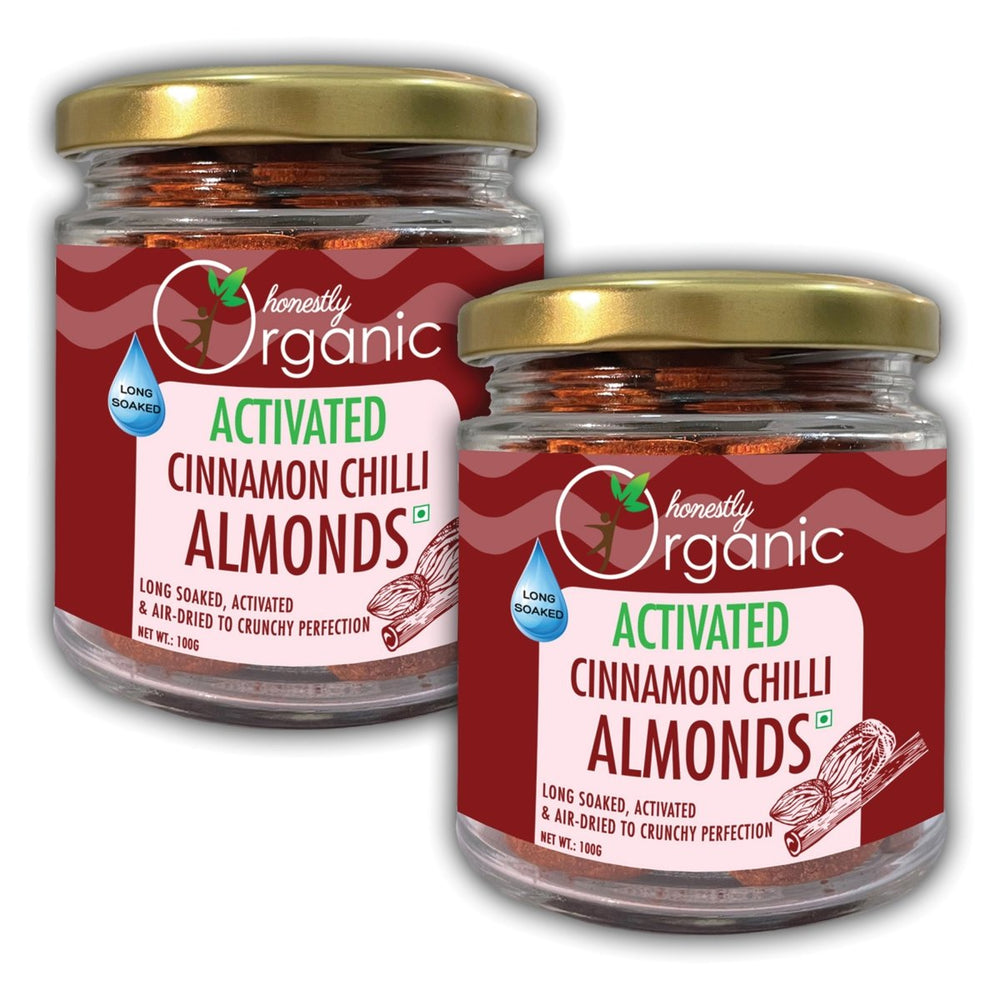 Activated/Sprouted Cinnamon Chilli Almonds (Pack of 2) - Kreate- Munchies