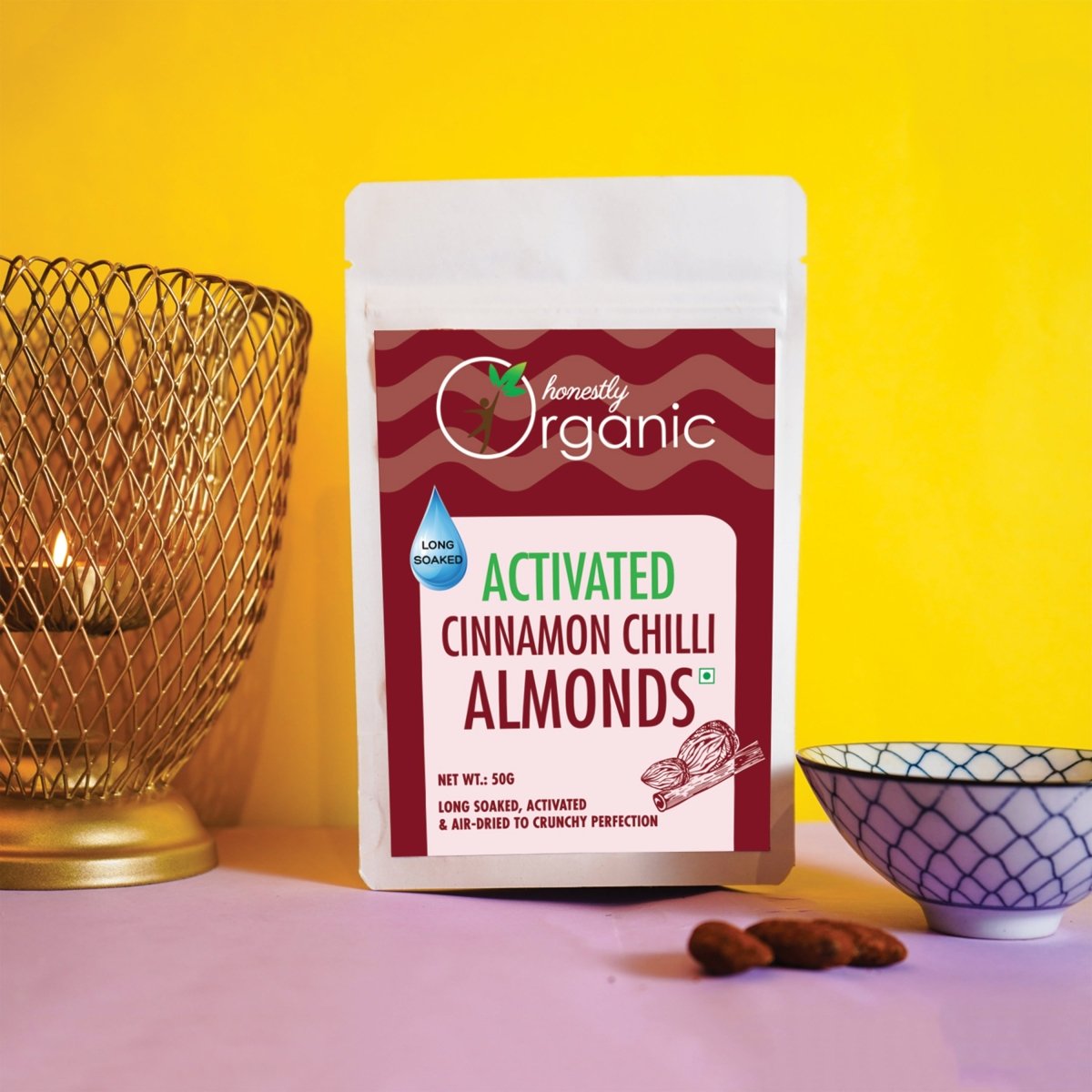 
                  
                    Activated/Sprouted Cinnamon Chilli Almonds (Pack of 2) - Kreate- Munchies
                  
                